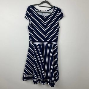 Jules & Leopold, Navy blue and white strip dress. Size M.